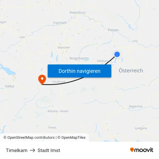 Timelkam to Stadt Imst map