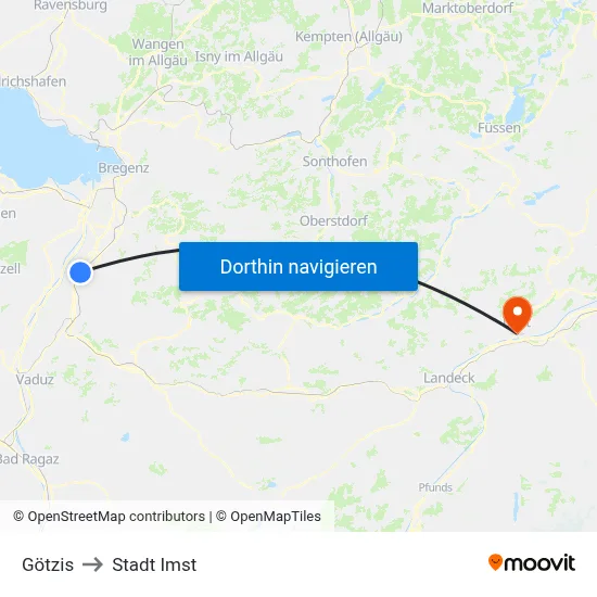 Götzis to Stadt Imst map