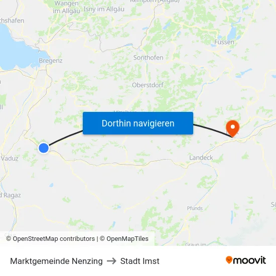 Marktgemeinde Nenzing to Stadt Imst map