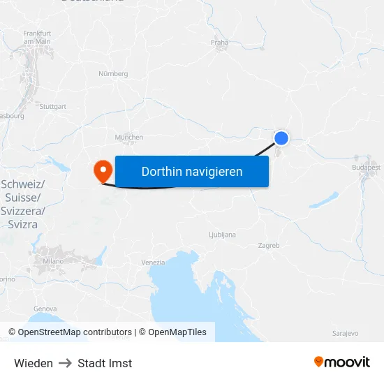 Wieden to Stadt Imst map