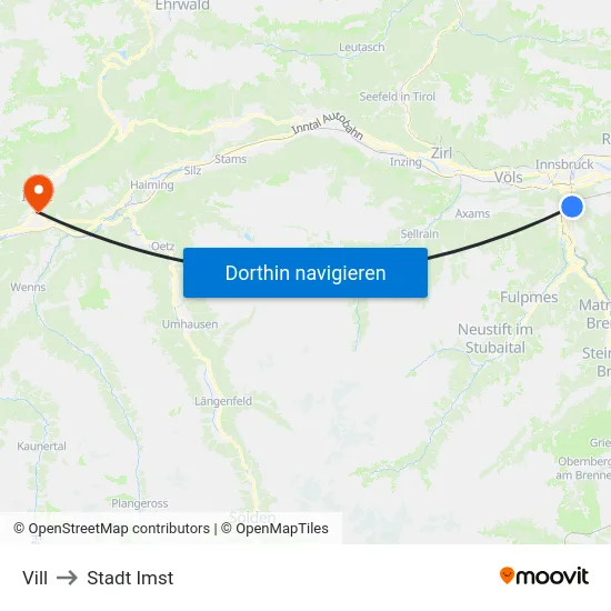 Vill to Stadt Imst map