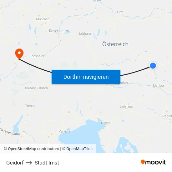 Geidorf to Stadt Imst map