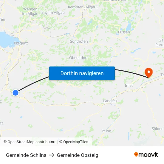 Gemeinde Schlins to Gemeinde Obsteig map