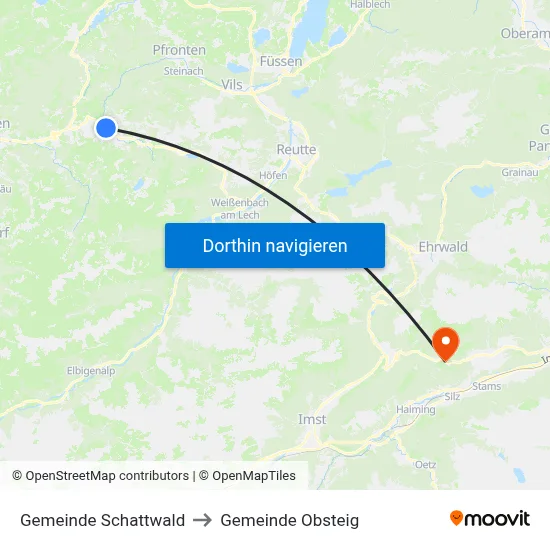 Gemeinde Schattwald to Gemeinde Obsteig map
