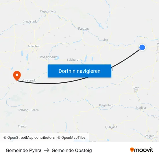 Gemeinde Pyhra to Gemeinde Obsteig map