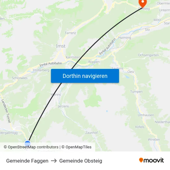 Gemeinde Faggen to Gemeinde Obsteig map
