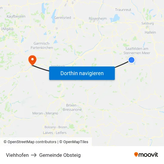 Viehhofen to Gemeinde Obsteig map