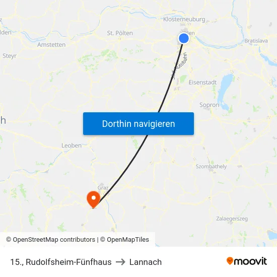 15., Rudolfsheim-Fünfhaus to Lannach map