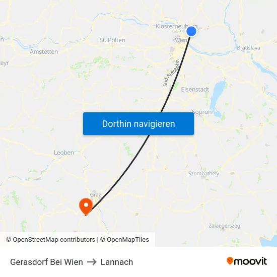 Gerasdorf Bei Wien to Lannach map