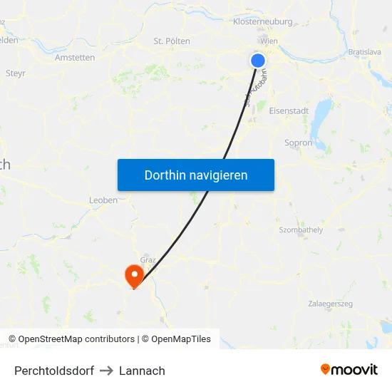 Perchtoldsdorf to Lannach map
