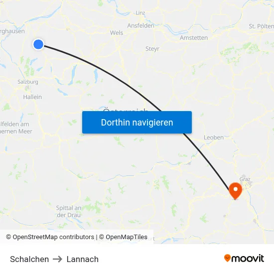 Schalchen to Lannach map