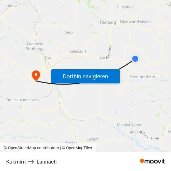 Kukmirn to Lannach map