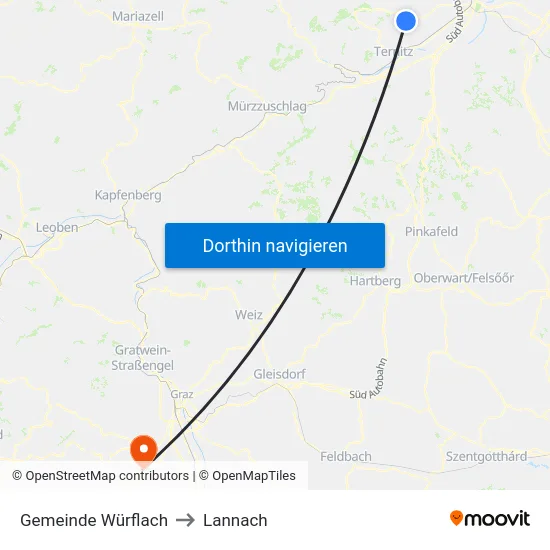Gemeinde Würflach to Lannach map
