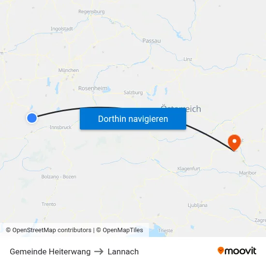 Gemeinde Heiterwang to Lannach map