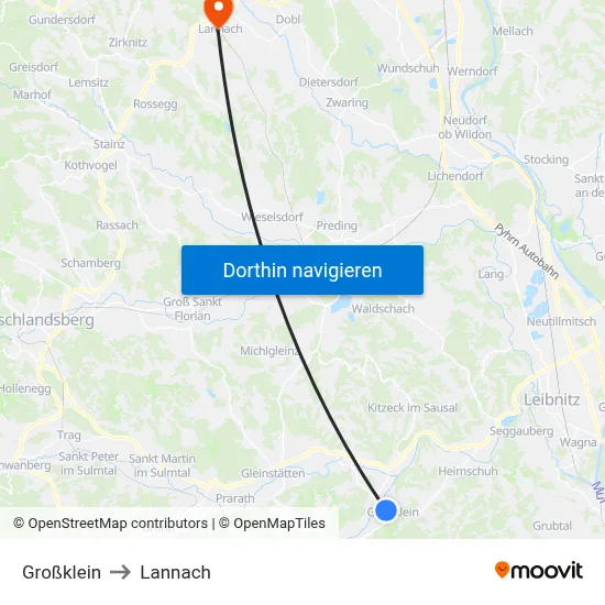 Großklein to Lannach map