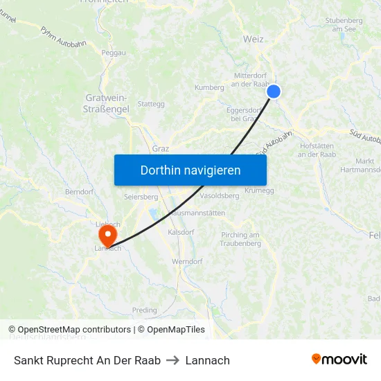 Sankt Ruprecht An Der Raab to Lannach map