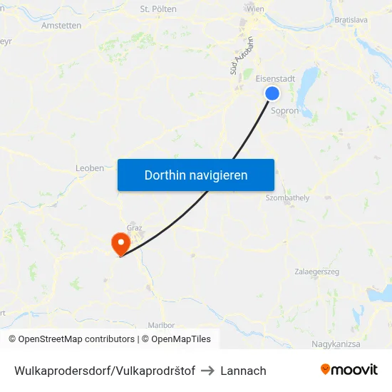 Wulkaprodersdorf/Vulkaprodrštof to Lannach map