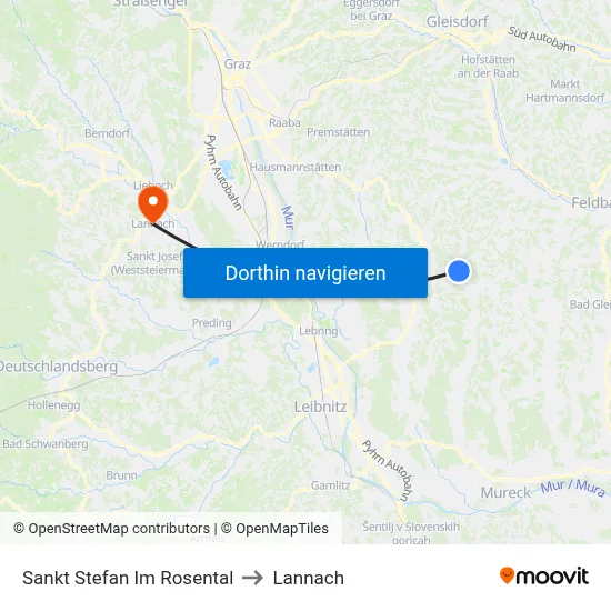 Sankt Stefan Im Rosental to Lannach map
