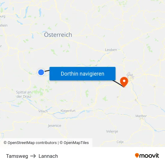 Tamsweg to Lannach map