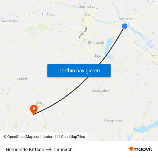 Gemeinde Kittsee to Lannach map