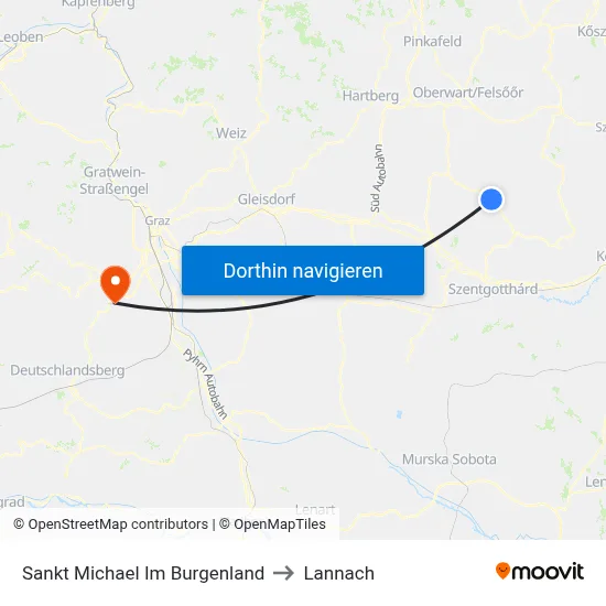 Sankt Michael Im Burgenland to Lannach map