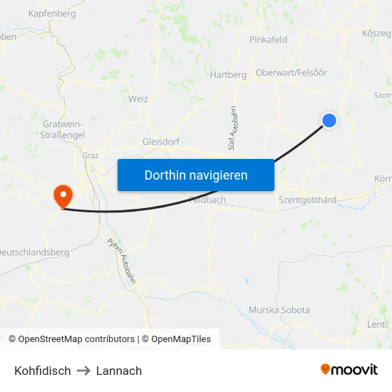 Kohfidisch to Lannach map