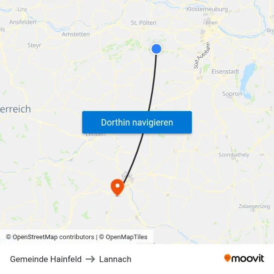 Gemeinde Hainfeld to Lannach map
