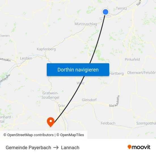 Gemeinde Payerbach to Lannach map