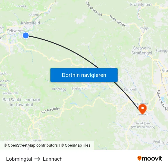 Lobmingtal to Lannach map