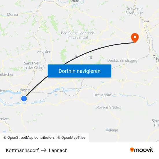 Köttmannsdorf to Lannach map