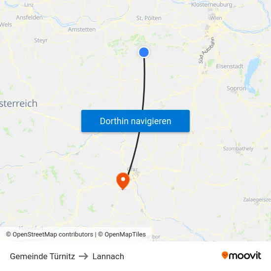 Gemeinde Türnitz to Lannach map