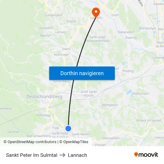 Sankt Peter Im Sulmtal to Lannach map