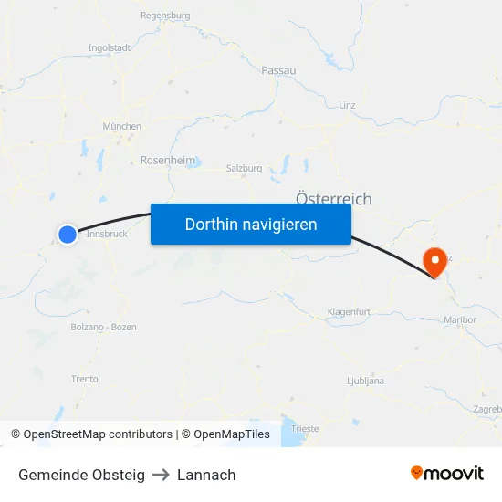 Gemeinde Obsteig to Lannach map