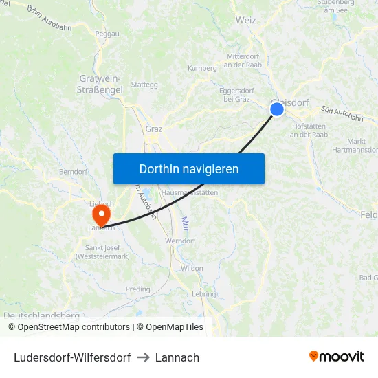 Ludersdorf-Wilfersdorf to Lannach map