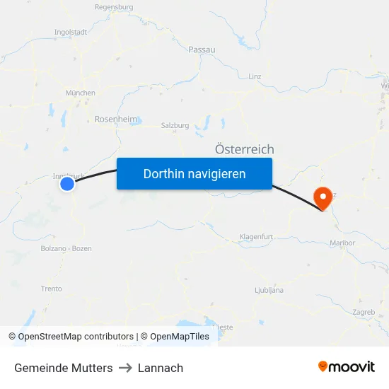 Gemeinde Mutters to Lannach map