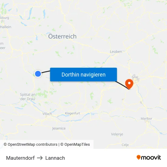 Mauterndorf to Lannach map