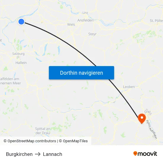 Burgkirchen to Lannach map