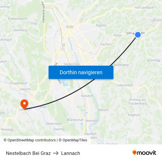 Nestelbach Bei Graz to Lannach map
