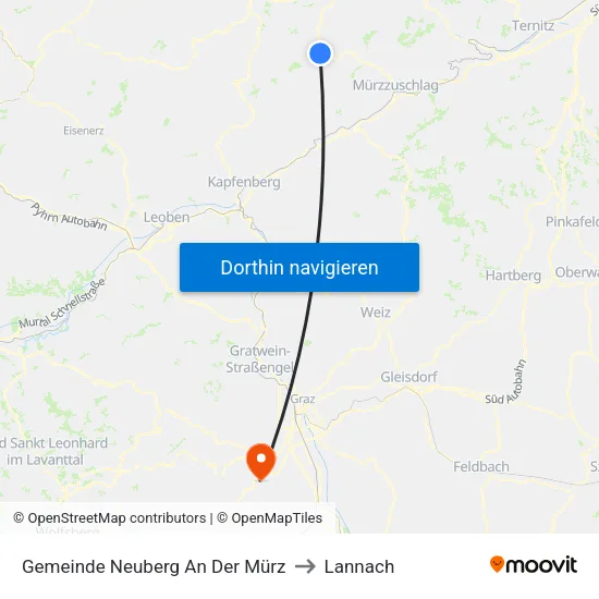 Gemeinde Neuberg An Der Mürz to Lannach map