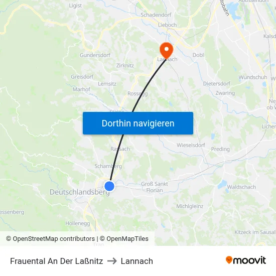 Frauental An Der Laßnitz to Lannach map