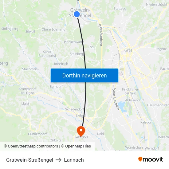Gratwein-Straßengel to Lannach map