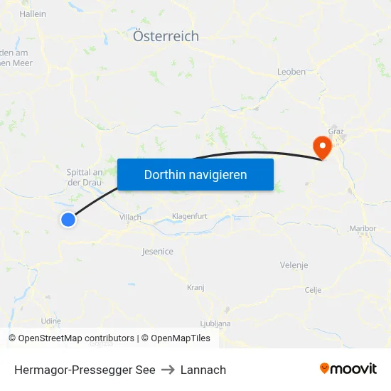 Hermagor-Pressegger See to Lannach map