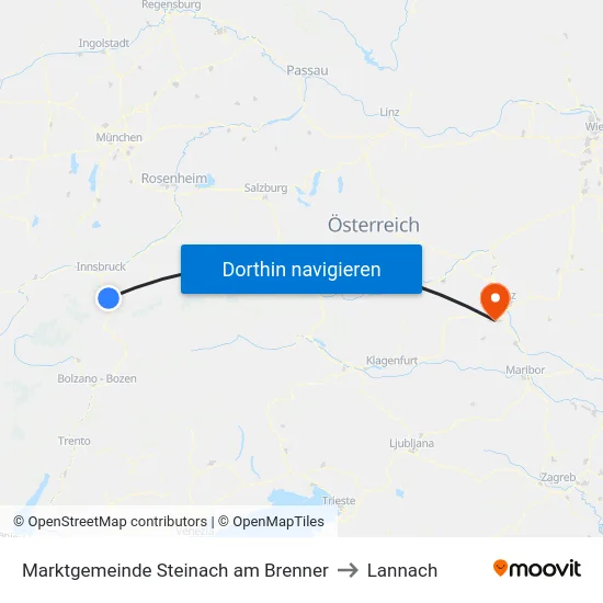 Marktgemeinde Steinach am Brenner to Lannach map