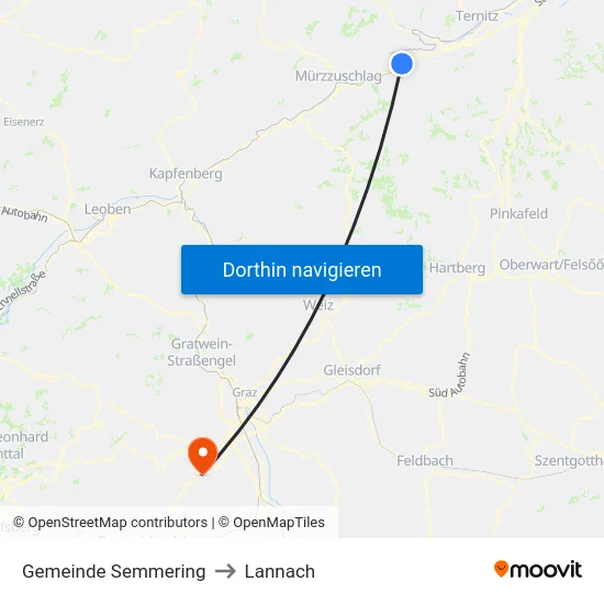 Gemeinde Semmering to Lannach map