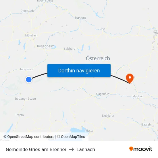 Gemeinde Gries am Brenner to Lannach map
