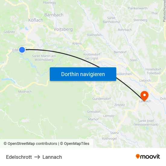 Edelschrott to Lannach map