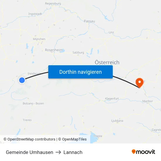 Gemeinde Umhausen to Lannach map