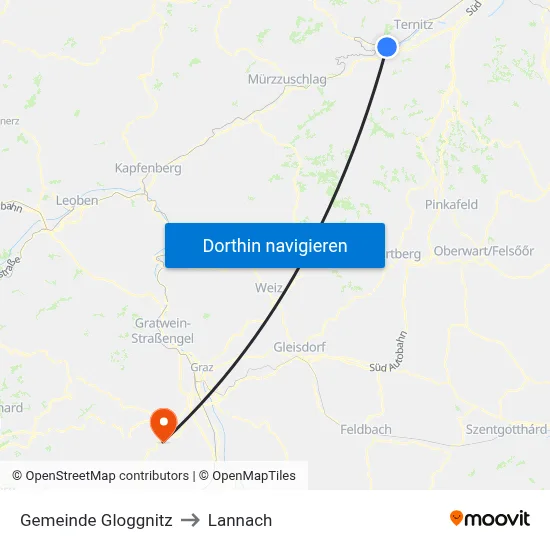 Gemeinde Gloggnitz to Lannach map