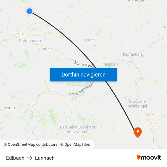 Edlbach to Lannach map