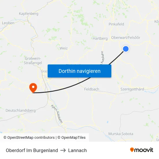 Oberdorf Im Burgenland to Lannach map